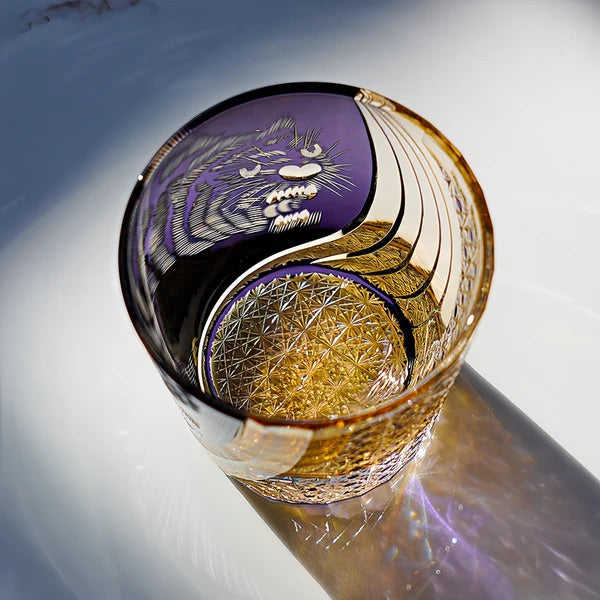 Kaori Edo Kiriko Murasaki Tora Whisky Glass