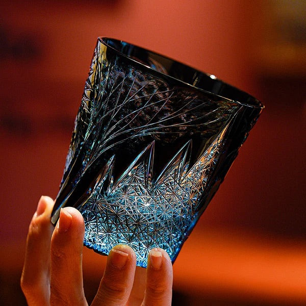 Kaori Tanma Edo Kiriko crystal whisky glass for luxury home bar