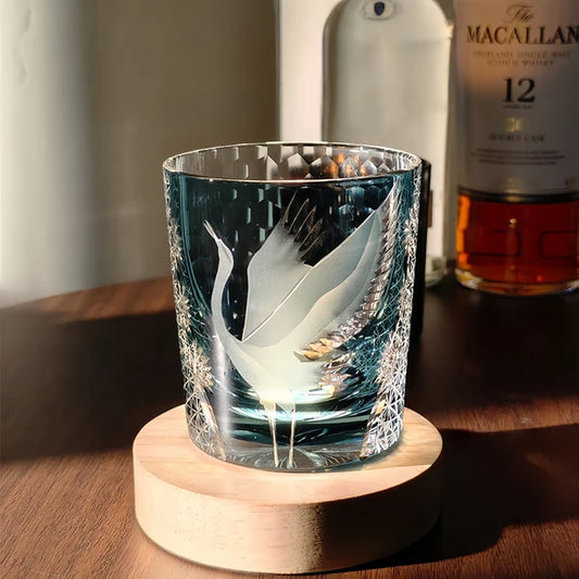 Kaori Edo Kiriko Soaring Crane Whisky Glass